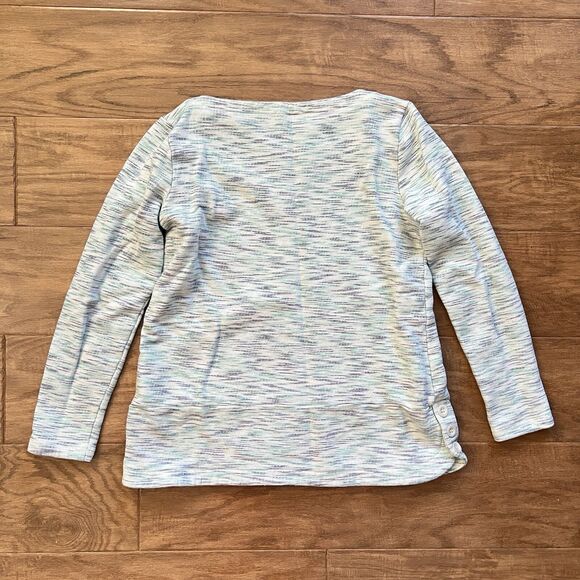 T by Talbots Sweatshirt Size MP Petite Space Dye Pullover Blue Green Metallic - Picture 2 of 7